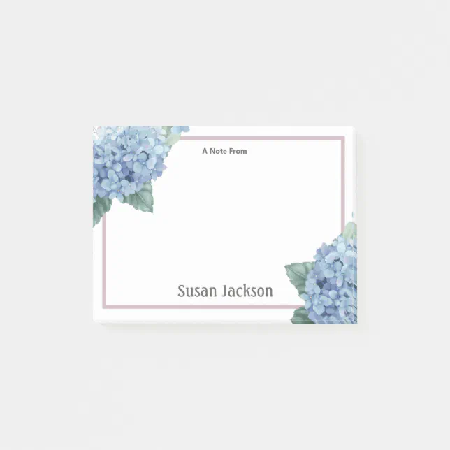 Floral Hydrangea Pink and Blue Personalized Post-it Notes | Zazzle