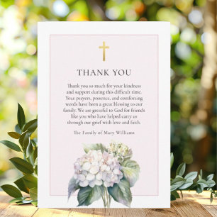 Floral Hydrangea Religious Funeral Thank You Card