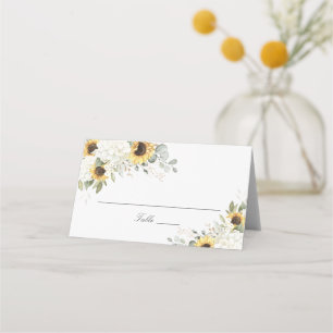 Floral Hydrangea Sunflower Wedding Place Card