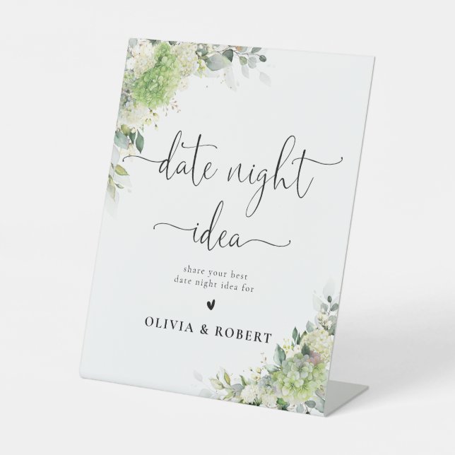 Floral Hydrangeas Date Night Idea Sign (Front)
