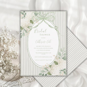 Floral Hydrangeas Sage Green Whimsical Bridal  Invitation