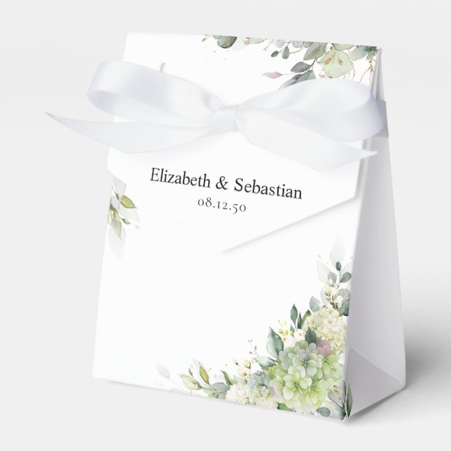 Floral Hydrangeas Wedding Favor Box (Front Side)