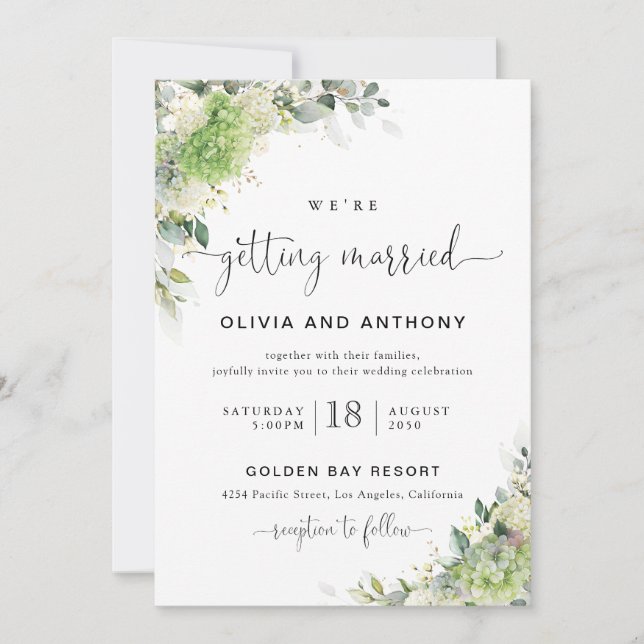 Floral Hydrangeas Wedding Invitation (Front)