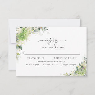 Floral Hydrangeas Wedding With Meal Choice RSVP Card