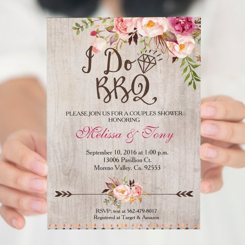 Floral I Do BBQ Barbecue Shower Invitation