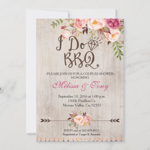 Floral I Do BBQ Barbecue Shower Invitation