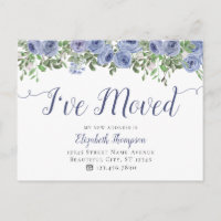 Floral I Have Moved New Address Blue Moving