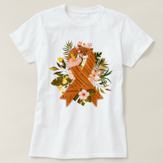Floral I Wear Orange Ribbon For Leukemia Warrior T-Shirt
