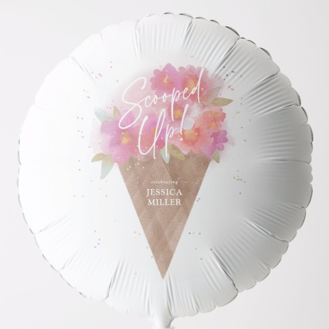 Floral Ice Cream Cone Bridal Shower Scooped Up Balloon (Front)