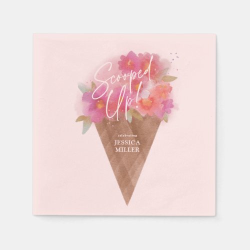 Floral Ice Cream Cone Bridal Shower Scooped Up Napkins
