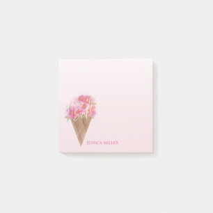 Floral Ice Cream Cone Here's the Scoop Post-it Notes