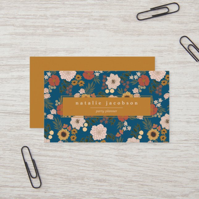 Floral Illustrated Business Card (Front/Back In Situ)