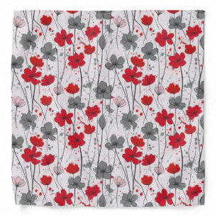 Floral illustration, abstract wildflowers, modern bandana