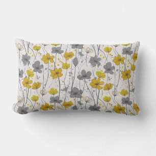 Floral illustration, abstract wildflowers, modern lumbar pillow