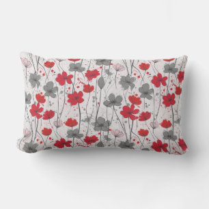 Floral illustration, abstract wildflowers, modern lumbar pillow