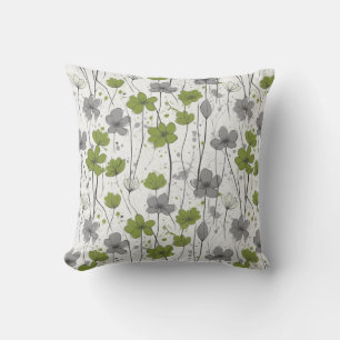 Floral illustration, abstract wildflowers, modern outdoor pillow