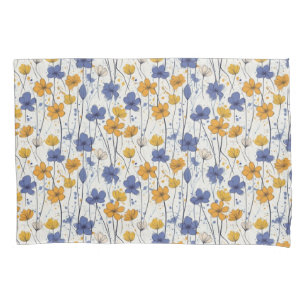 Floral illustration, abstract wildflowers, modern pillow case
