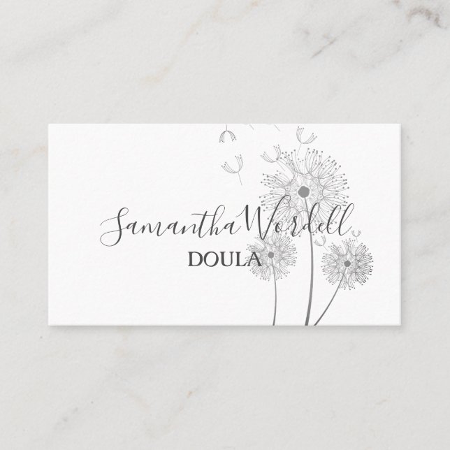 Floral Illustration Birth Doula Or Midwife Business Card (Front)