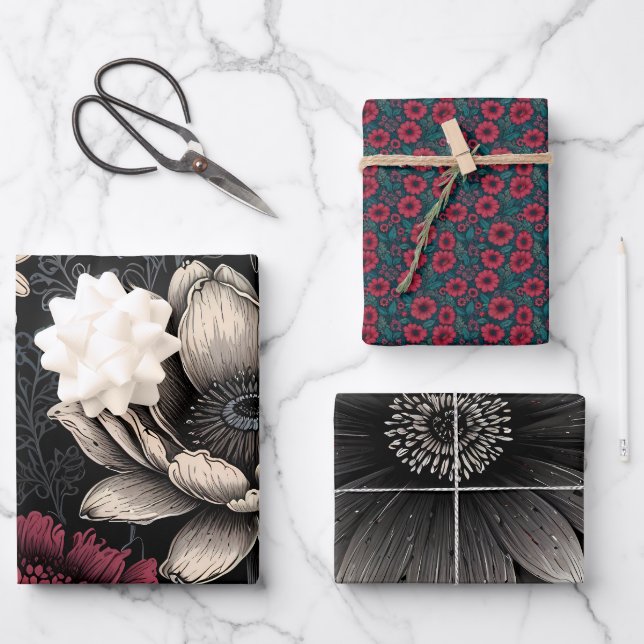 Floral Illustration flowers Wrapping Paper Sheets (Front)