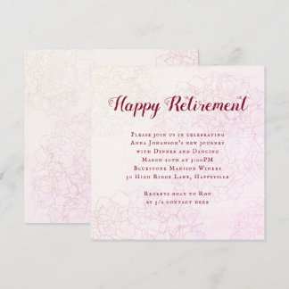Floral Illustration Her Happy Retirement Party Invitation