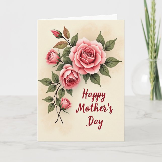 Floral Illustration Mothers Day Card (Front)
