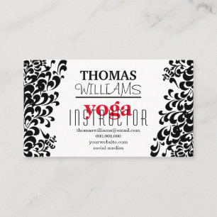 Floral illustration yoga instructor Mandala Henna Business Card