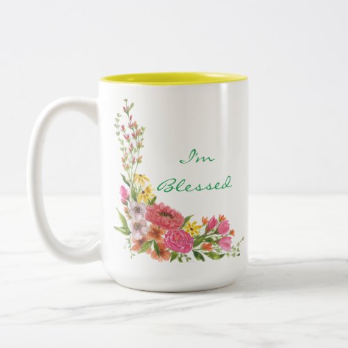 Floral Im Blessed coffee mug