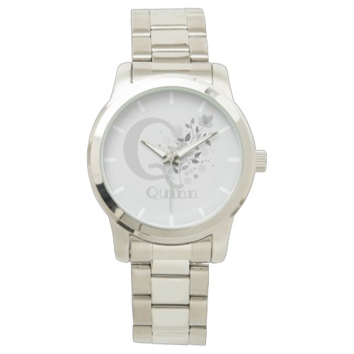 Floral Image with Numerals Name  Initial Ladies Watch