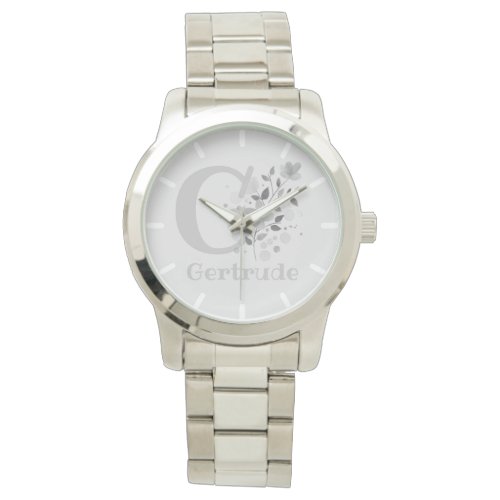 Floral Image with Numerals Name  Initial Ladies Watch