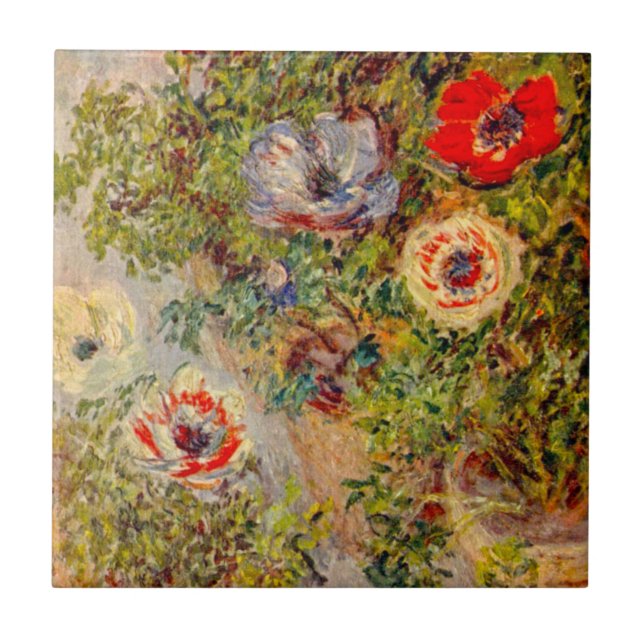Floral Impressionist Painting - Claude Monet Ceramic Tile (Front)