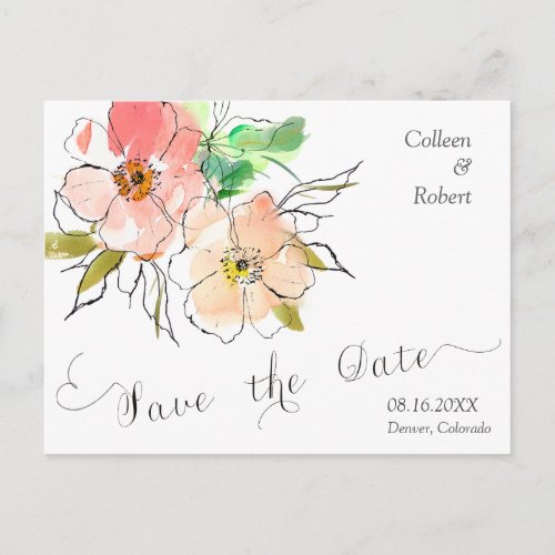 Floral Impressions Photo Save the Date Wedding Announcement Postcard