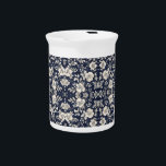 Floral in Blue Beverage Pitcher<br><div class="desc">Elegant high-end floral pattern in blue. 

Personalize it to your liking with more images or text. Make it yours!</div>
