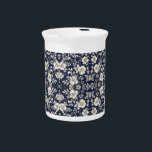 Floral in Blue Beverage Pitcher<br><div class="desc">Elegant high-end floral pattern in blue. 

Personalize it to your liking with more images or text. Make it yours!</div>