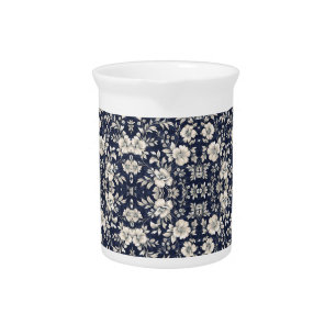 Floral in Blue Beverage Pitcher