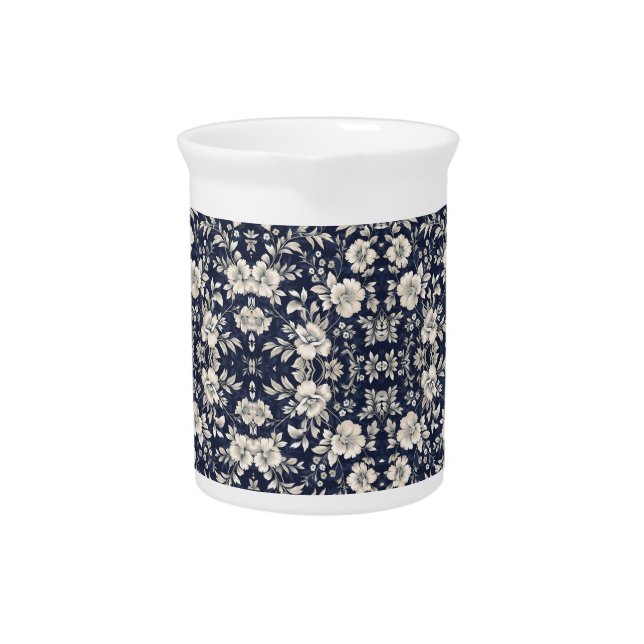 Floral in Blue Beverage Pitcher (Front)