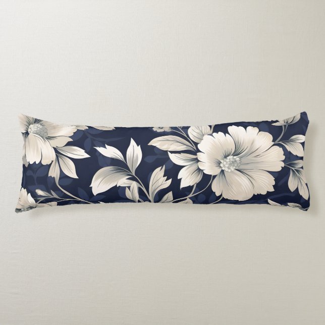 Floral in Blue Body Pillow (Front)