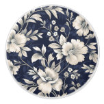 Floral in Blue Ceramic Knob