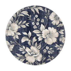 Floral in Blue Cutting Board