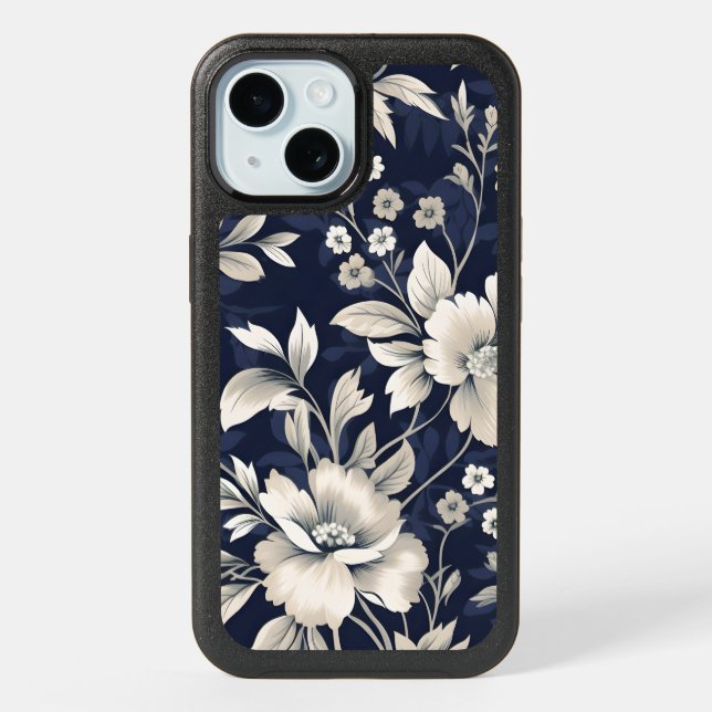 Floral in Blue iPhone 15 Case (Back)