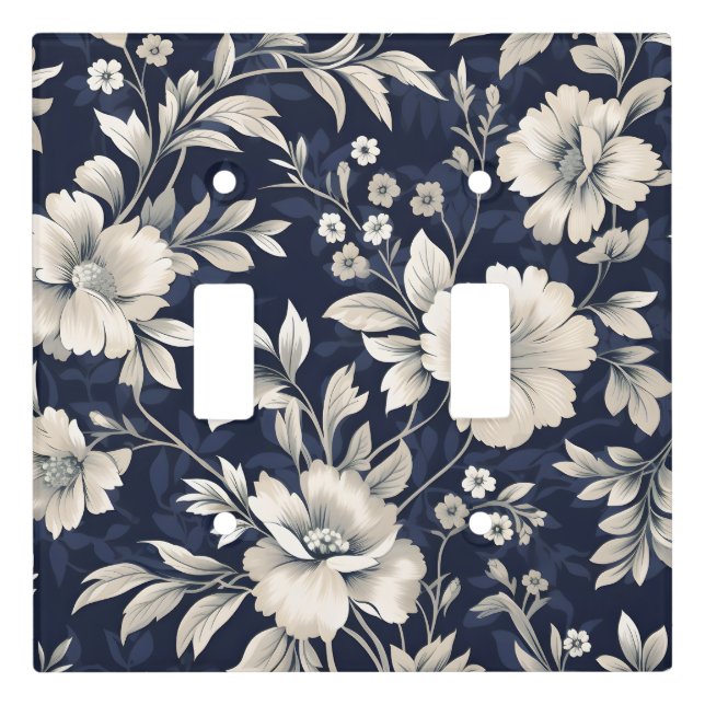 Floral in Blue Light Switch Cover (Front)