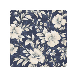 Floral in Blue Metal Print