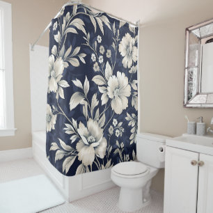 Floral in Blue Shower Curtain