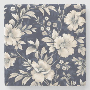 Floral in Blue Stone Coaster