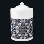 Floral in Blue Teapot<br><div class="desc">Elegant high-end floral pattern in blue. 

Personalize it to your liking with more images or text. Make it yours!</div>