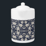 Floral in Blue Teapot<br><div class="desc">Elegant high-end floral pattern in blue. 

Personalize it to your liking with more images or text. Make it yours!</div>