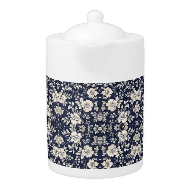 Floral in Blue Teapot (Front)