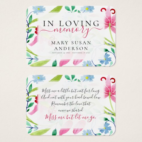 Floral In Loving Memory Memorial Card