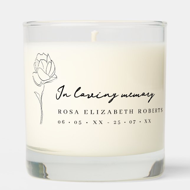Floral In Loving Memory Name & Photo Scented Candle (Front)