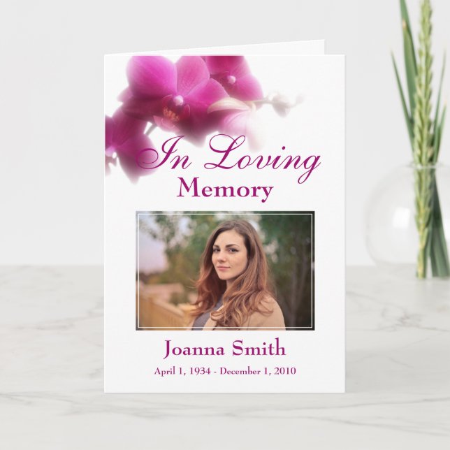 Floral In Loving Memory Photo Keepsake Card (Front)