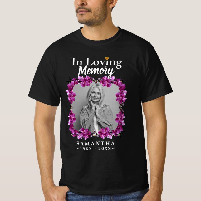 Floral In Loving Memory Photo Loss of Mother T-Shirt (Front)